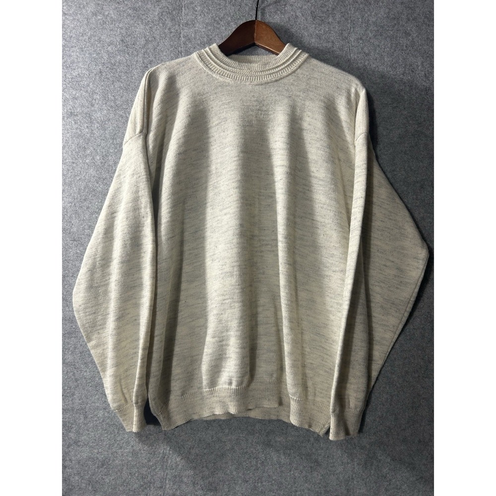 Vintage Tip Top Tailors Sweater Mens L Heather Cream Lambswool Knit Pullover